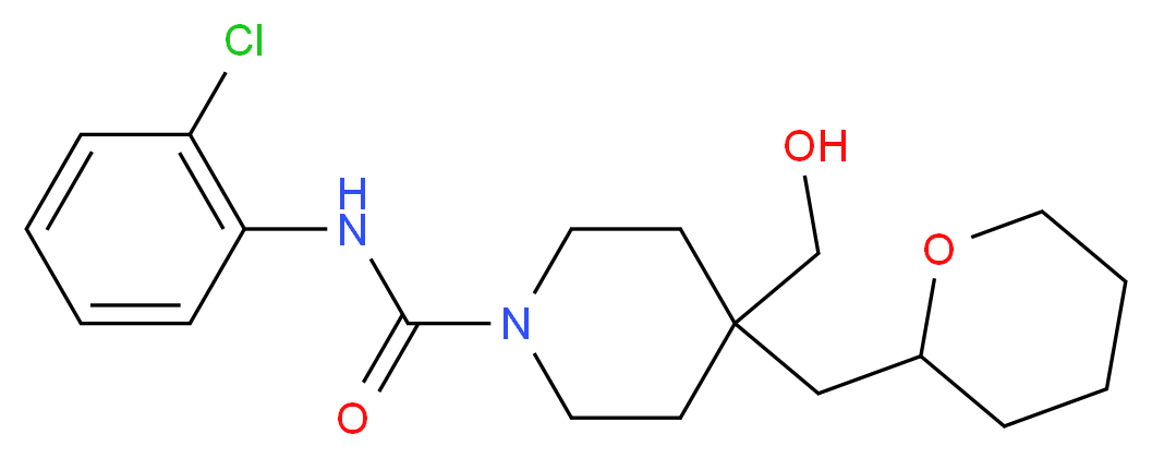 N-(2-chlorophenyl)-4-(hydroxymethyl)-4-(tetrahydro-2H-pyran-2-ylmethyl)-1-piperidinecarboxamide_分子结构_CAS_)