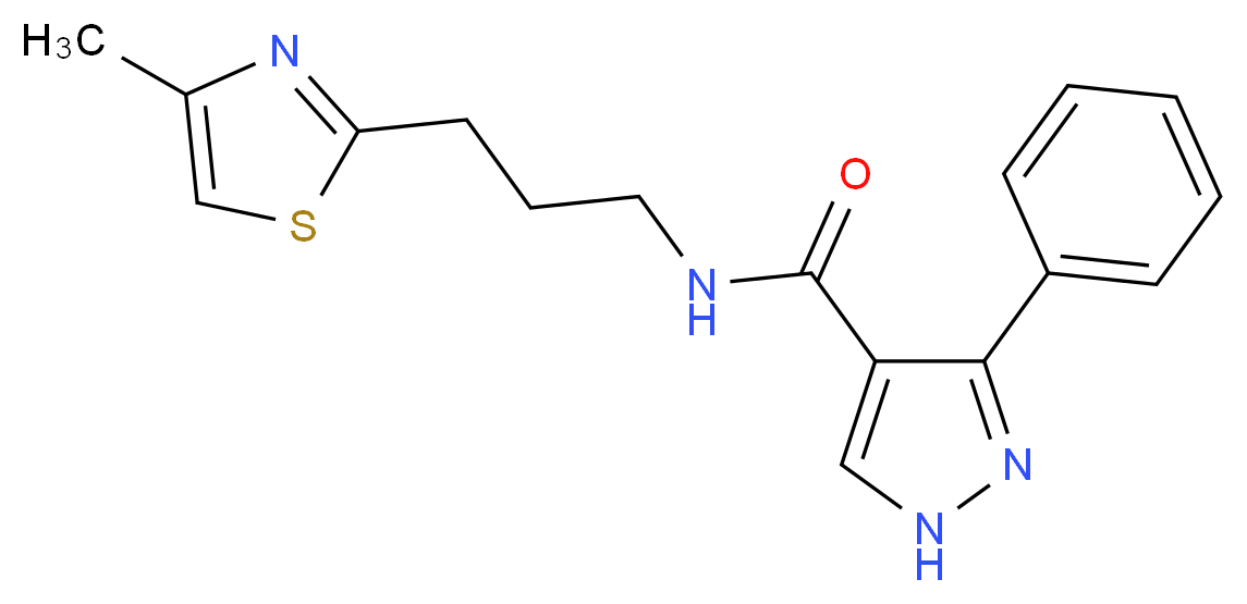 N-[3-(4-methyl-1,3-thiazol-2-yl)propyl]-3-phenyl-1H-pyrazole-4-carboxamide_分子结构_CAS_)