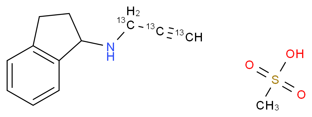 N-[(1,2,3-<sup>1</sup><sup>3</sup>C<sub>3</sub>)prop-2-yn-1-yl]-2,3-dihydro-1H-inden-1-amine; methanesulfonic acid_分子结构_CAS_1216757-55-9