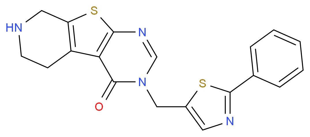3-[(2-phenyl-1,3-thiazol-5-yl)methyl]-5,6,7,8-tetrahydropyrido[4',3':4,5]thieno[2,3-d]pyrimidin-4(3H)-one_分子结构_CAS_)
