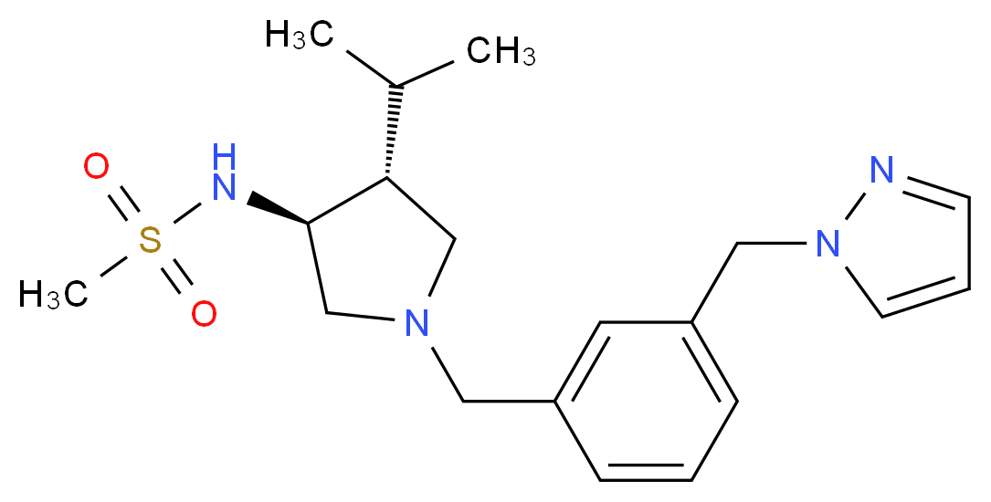 N-{(3S*,4R*)-4-isopropyl-1-[3-(1H-pyrazol-1-ylmethyl)benzyl]-3-pyrrolidinyl}methanesulfonamide_分子结构_CAS_)