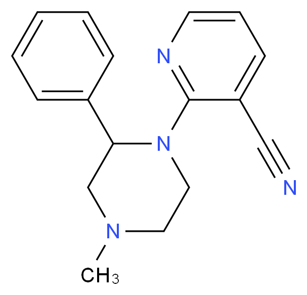 1-(3-Cyano-2-pyridyl)-4-methyl-2-phenylpiperazine_分子结构_CAS_61337-88-0)