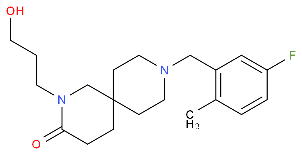 9-(5-fluoro-2-methylbenzyl)-2-(3-hydroxypropyl)-2,9-diazaspiro[5.5]undecan-3-one_分子结构_CAS_)