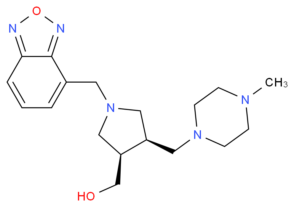 {(3R*,4S*)-1-(2,1,3-benzoxadiazol-4-ylmethyl)-4-[(4-methylpiperazin-1-yl)methyl]pyrrolidin-3-yl}methanol_分子结构_CAS_)