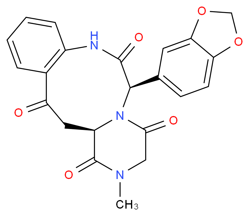 (4R,10R)-10-(2H-1,3-benzodioxol-5-yl)-6-methyl-6,9,12-triazatricyclo[11.4.0.0<sup>4</sup>,<sup>9</sup>]heptadeca-1(13),14,16-triene-2,5,8,11-tetrone_分子结构_CAS_1346605-38-6