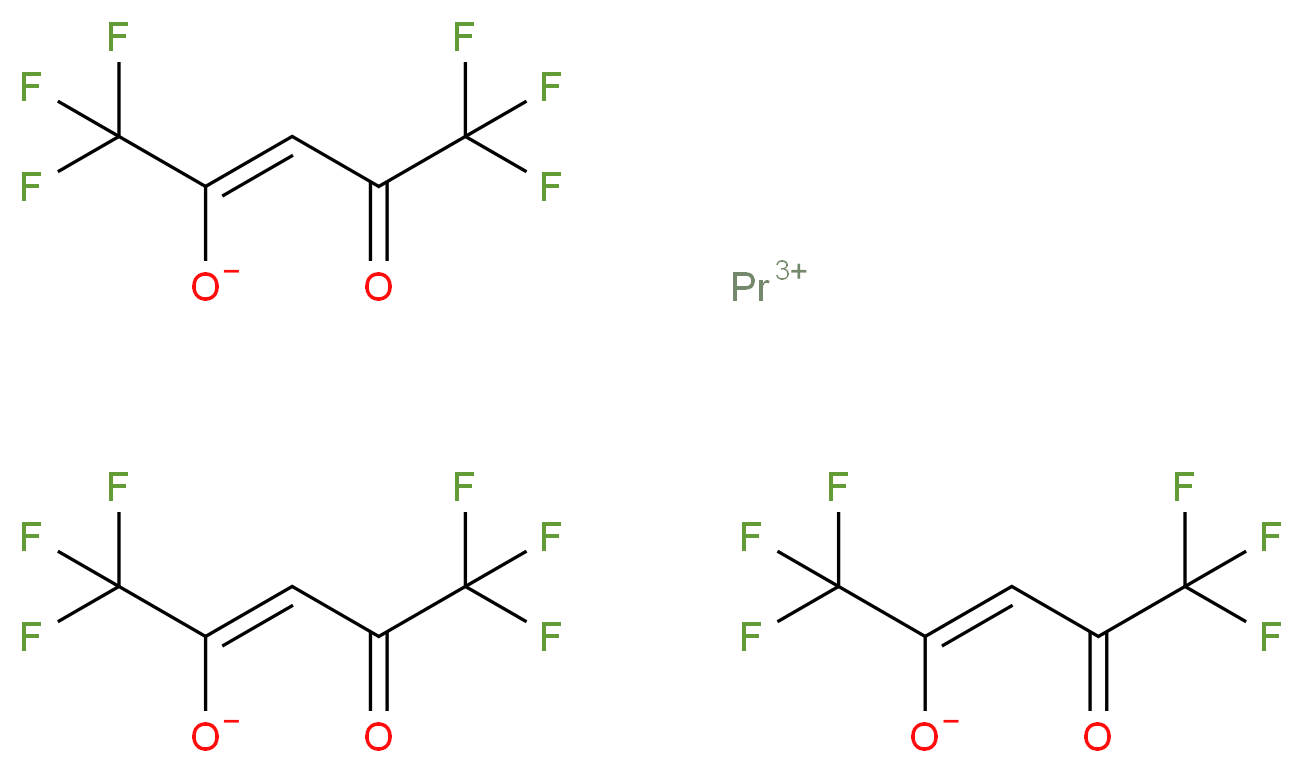 praseodymium(3+) ion tris((2Z)-1,1,1,5,5,5-hexafluoro-4-oxopent-2-en-2-olate)_分子结构_CAS_47814-20-0