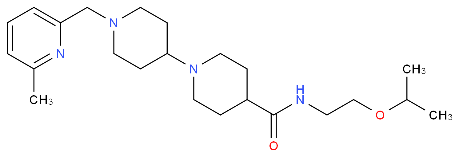 N-(2-isopropoxyethyl)-1'-[(6-methyl-2-pyridinyl)methyl]-1,4'-bipiperidine-4-carboxamide_分子结构_CAS_)