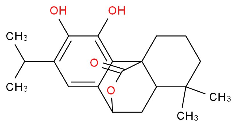 3,4-dihydroxy-11,11-dimethyl-5-(propan-2-yl)-16-oxatetracyclo[6.6.2.0<sup>1</sup>,<sup>1</sup><sup>0</sup>.0<sup>2</sup>,<sup>7</sup>]hexadeca-2,4,6-trien-15-one_分子结构_CAS_5957-80-2