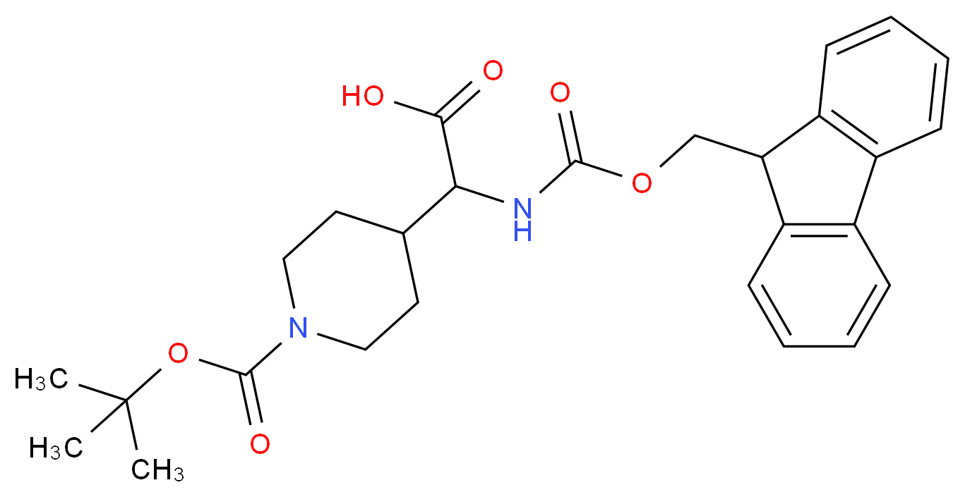 2-{1-[(tert-butoxy)carbonyl]piperidin-4-yl}-2-{[(9H-fluoren-9-ylmethoxy)carbonyl]amino}acetic acid_分子结构_CAS_204058-24-2