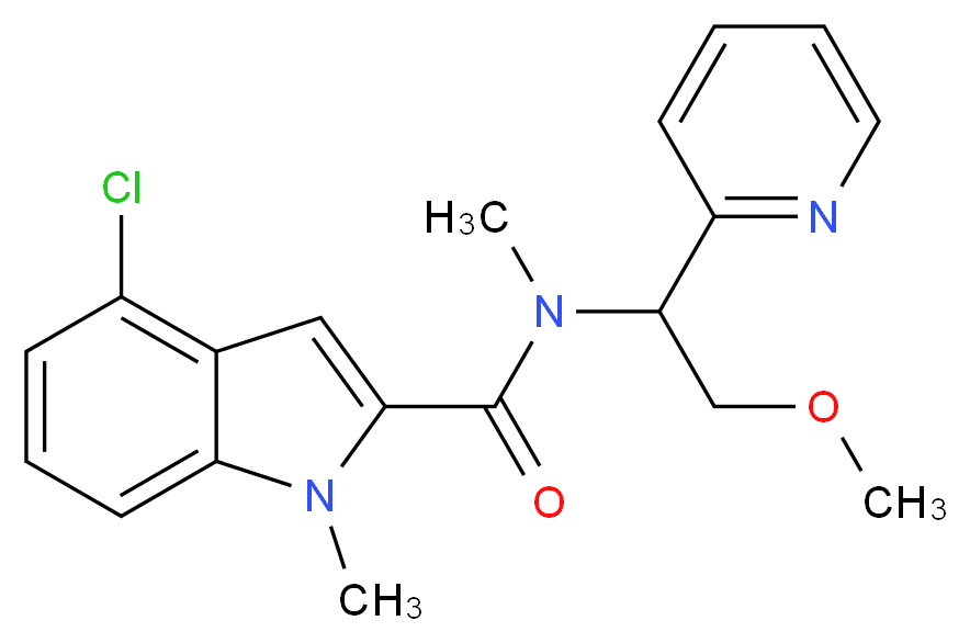 4-chloro-N-(2-methoxy-1-pyridin-2-ylethyl)-N,1-dimethyl-1H-indole-2-carboxamide_分子结构_CAS_)