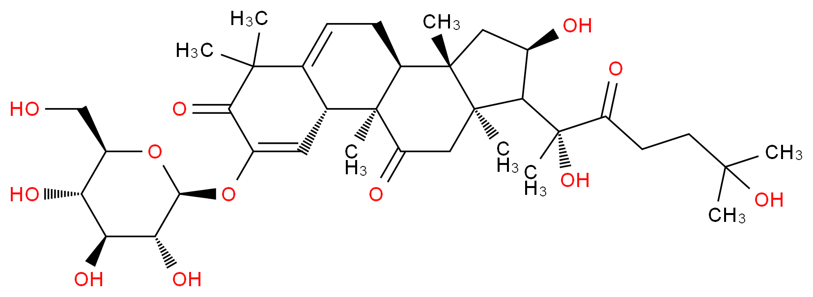 (1R,2R,10S,11S,13R,14R,15R)-14-[(2R)-2,6-dihydroxy-6-methyl-3-oxoheptan-2-yl]-13-hydroxy-1,6,6,11,15-pentamethyl-4-{[(2S,3R,4S,5S,6R)-3,4,5-trihydroxy-6-(hydroxymethyl)oxan-2-yl]oxy}tetracyclo[8.7.0.0<sup>2</sup>,<sup>7</sup>.0<sup>1</sup><sup>1</sup>,<sup>1</sup><sup>5</sup>]heptadeca-3,7-diene-5,17-dione_分子结构_CAS_61105-51-9