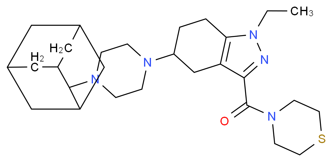 5-[4-(2-adamantyl)-1-piperazinyl]-1-ethyl-3-(4-thiomorpholinylcarbonyl)-4,5,6,7-tetrahydro-1H-indazole_分子结构_CAS_)