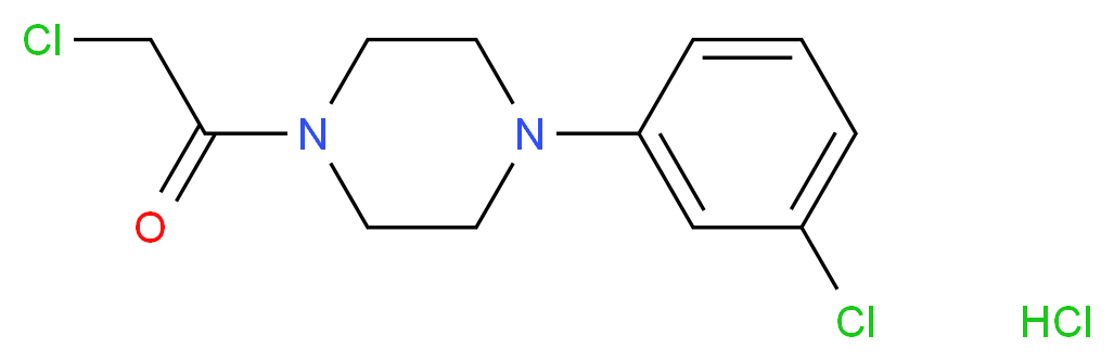 2-chloro-1-[4-(3-chlorophenyl)piperazin-1-yl]ethan-1-one hydrochloride_分子结构_CAS_70395-06-1