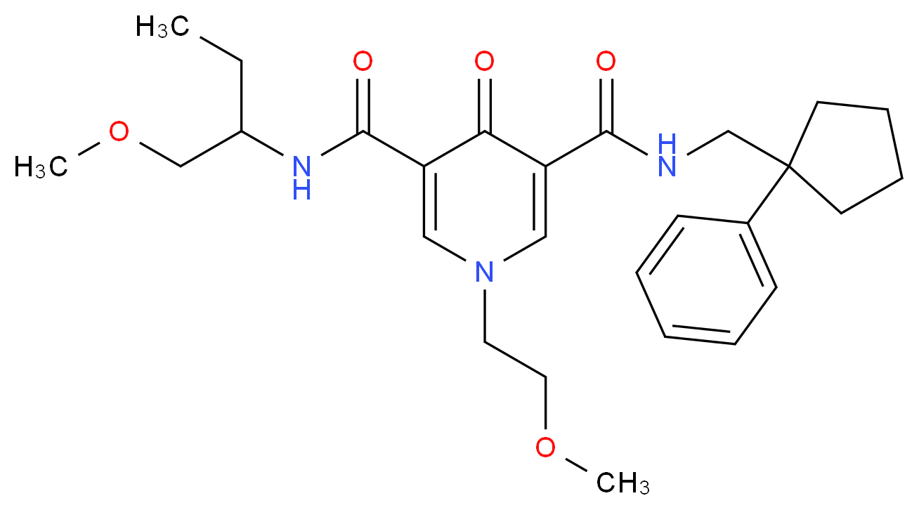 1-(2-methoxyethyl)-N-[1-(methoxymethyl)propyl]-4-oxo-N'-[(1-phenylcyclopentyl)methyl]-1,4-dihydro-3,5-pyridinedicarboxamide_分子结构_CAS_)