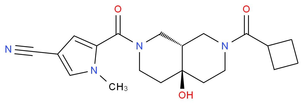 5-{[(4aS*,8aS*)-7-(cyclobutylcarbonyl)-4a-hydroxyoctahydro-2,7-naphthyridin-2(1H)-yl]carbonyl}-1-methyl-1H-pyrrole-3-carbonitrile_分子结构_CAS_)