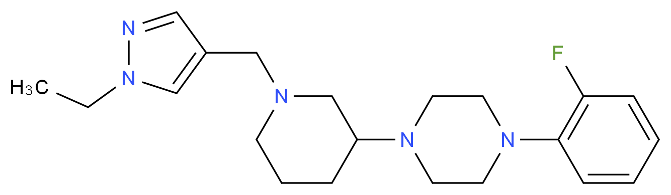 1-{1-[(1-ethyl-1H-pyrazol-4-yl)methyl]-3-piperidinyl}-4-(2-fluorophenyl)piperazine_分子结构_CAS_)