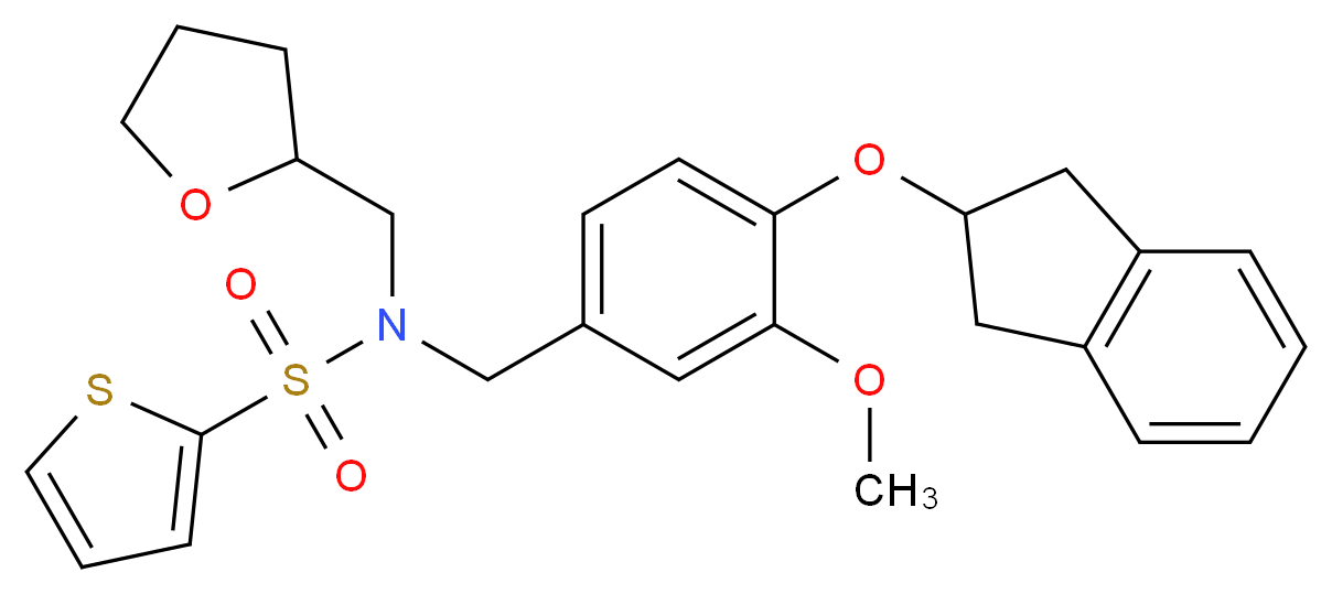 N-[4-(2,3-dihydro-1H-inden-2-yloxy)-3-methoxybenzyl]-N-(tetrahydro-2-furanylmethyl)-2-thiophenesulfonamide_分子结构_CAS_)