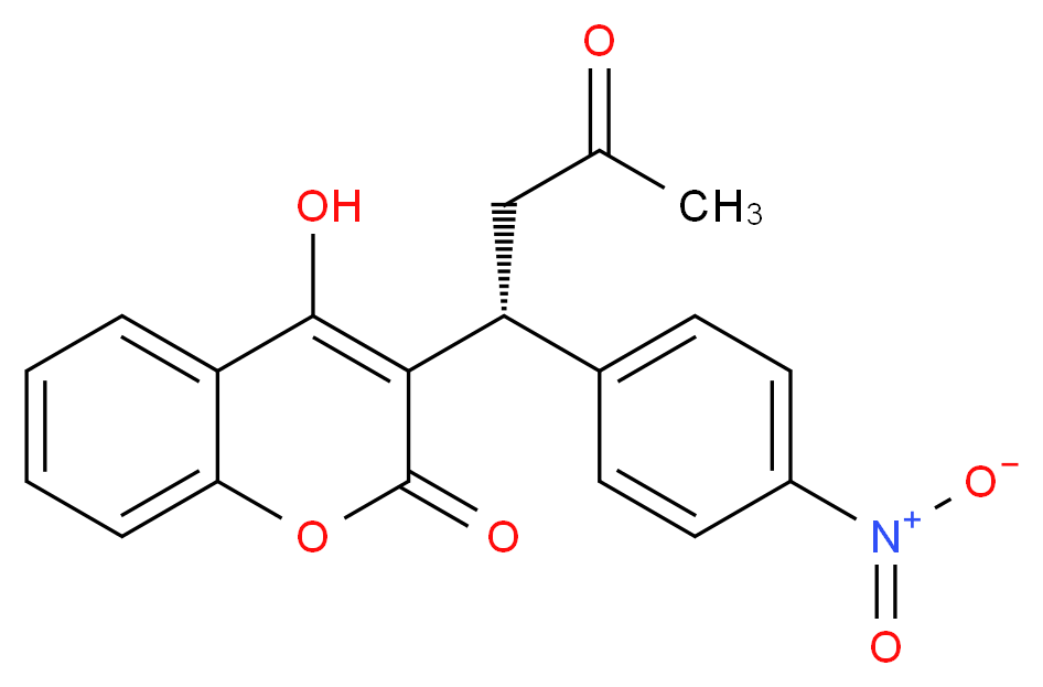 4-hydroxy-3-[(1R)-1-(4-nitrophenyl)-3-oxobutyl]-2H-chromen-2-one_分子结构_CAS_66556-77-2