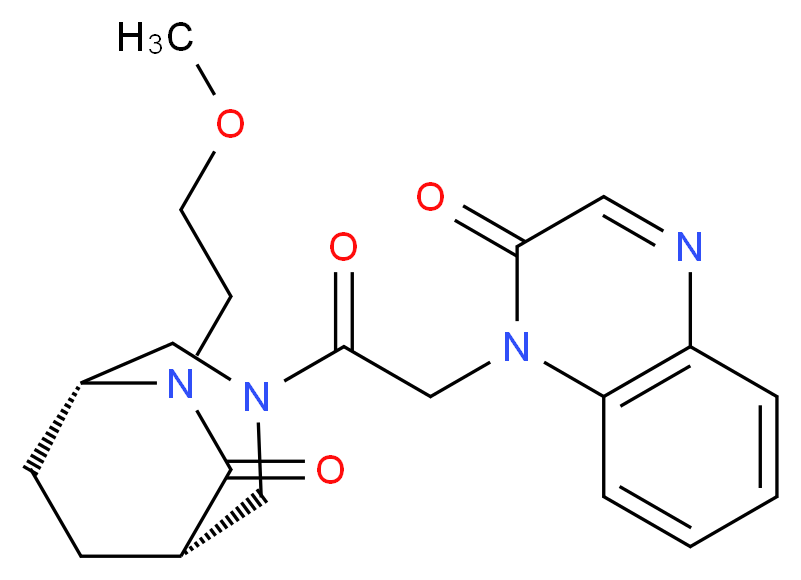 1-{2-[(1S*,5R*)-6-(2-methoxyethyl)-7-oxo-3,6-diazabicyclo[3.2.2]non-3-yl]-2-oxoethyl}quinoxalin-2(1H)-one_分子结构_CAS_)