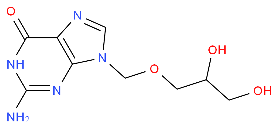 2-amino-9-[(2,3-dihydroxypropoxy)methyl]-6,9-dihydro-1H-purin-6-one_分子结构_CAS_86357-09-7