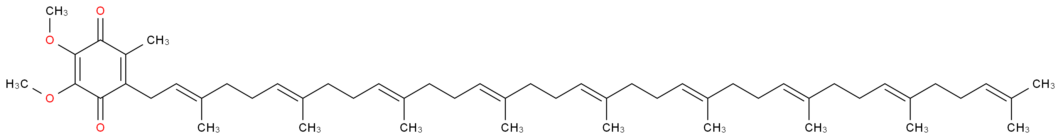 2,3-dimethoxy-5-methyl-6-[(2E,6E,10E,14E,18E,22E,26E,30E)-3,7,11,15,19,23,27,31,35-nonamethylhexatriaconta-2,6,10,14,18,22,26,30,34-nonaen-1-yl]cyclohexa-2,5-diene-1,4-dione_分子结构_CAS_303-97-9