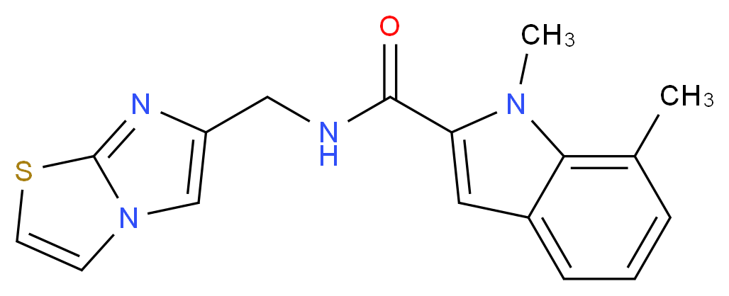 N-(imidazo[2,1-b][1,3]thiazol-6-ylmethyl)-1,7-dimethyl-1H-indole-2-carboxamide_分子结构_CAS_)
