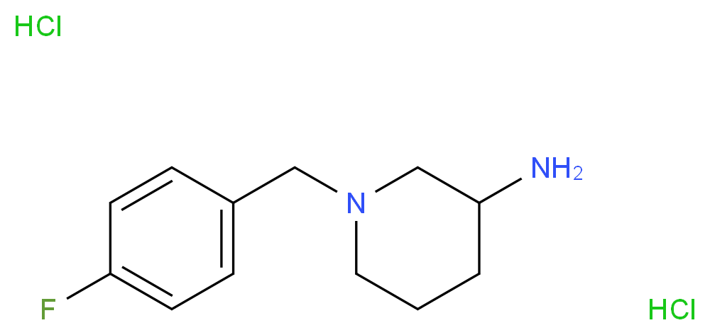 1-[(4-fluorophenyl)methyl]piperidin-3-amine dihydrochloride_分子结构_CAS_1044769-61-0