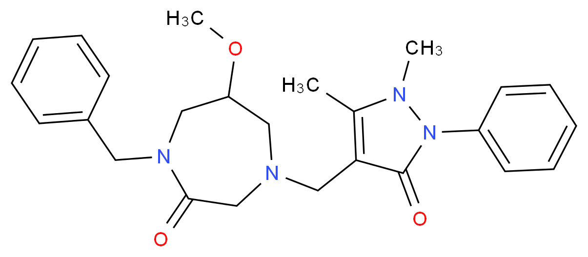1-benzyl-4-[(1,5-dimethyl-3-oxo-2-phenyl-2,3-dihydro-1H-pyrazol-4-yl)methyl]-6-methoxy-1,4-diazepan-2-one_分子结构_CAS_)