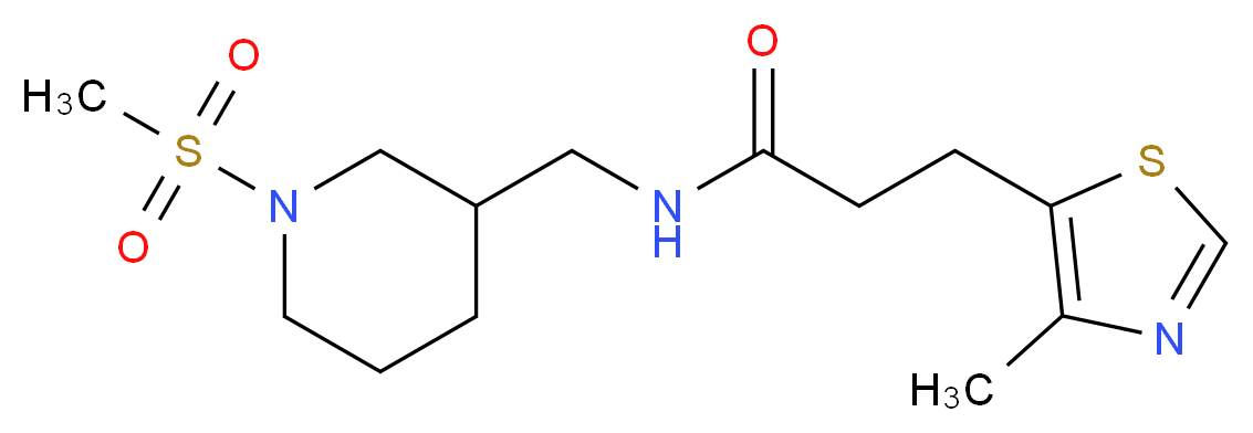 N-{[1-(methylsulfonyl)-3-piperidinyl]methyl}-3-(4-methyl-1,3-thiazol-5-yl)propanamide_分子结构_CAS_)
