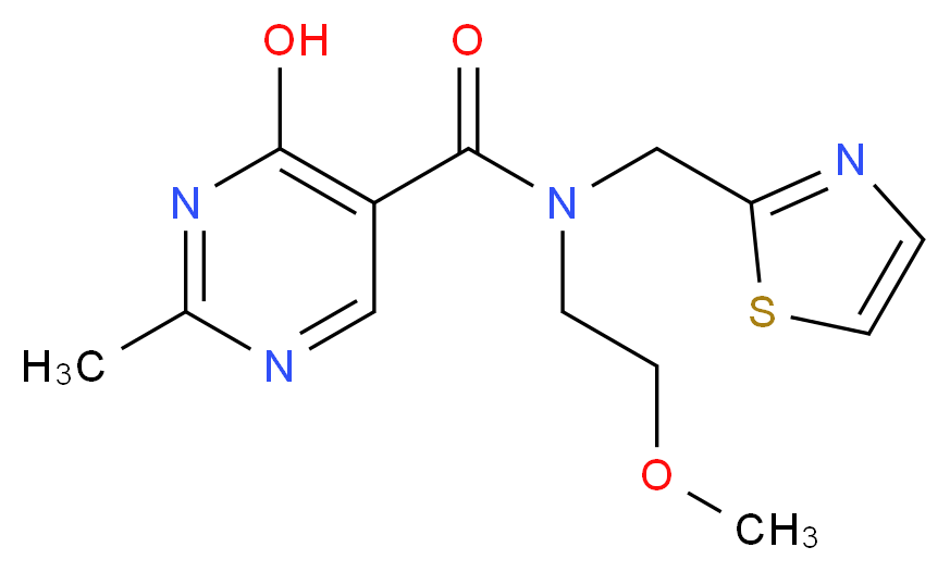 4-hydroxy-N-(2-methoxyethyl)-2-methyl-N-(1,3-thiazol-2-ylmethyl)pyrimidine-5-carboxamide_分子结构_CAS_)