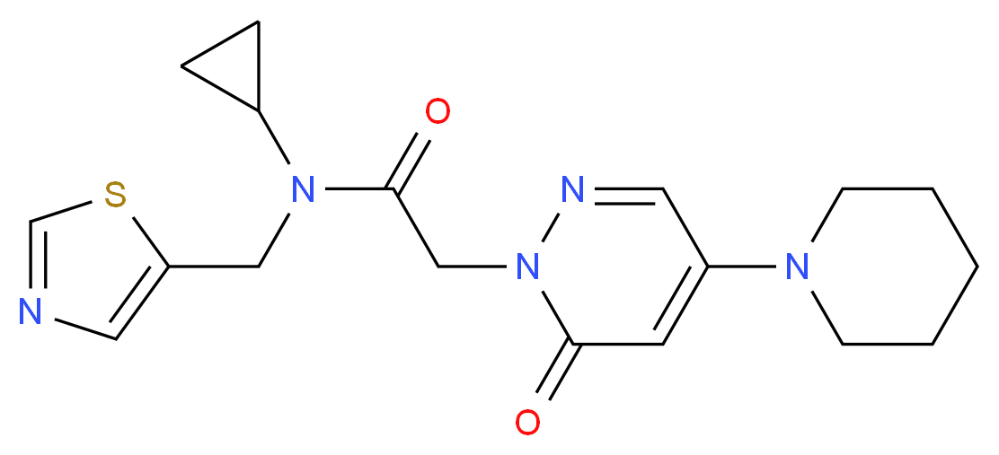 N-cyclopropyl-2-[6-oxo-4-(1-piperidinyl)-1(6H)-pyridazinyl]-N-(1,3-thiazol-5-ylmethyl)acetamide_分子结构_CAS_)