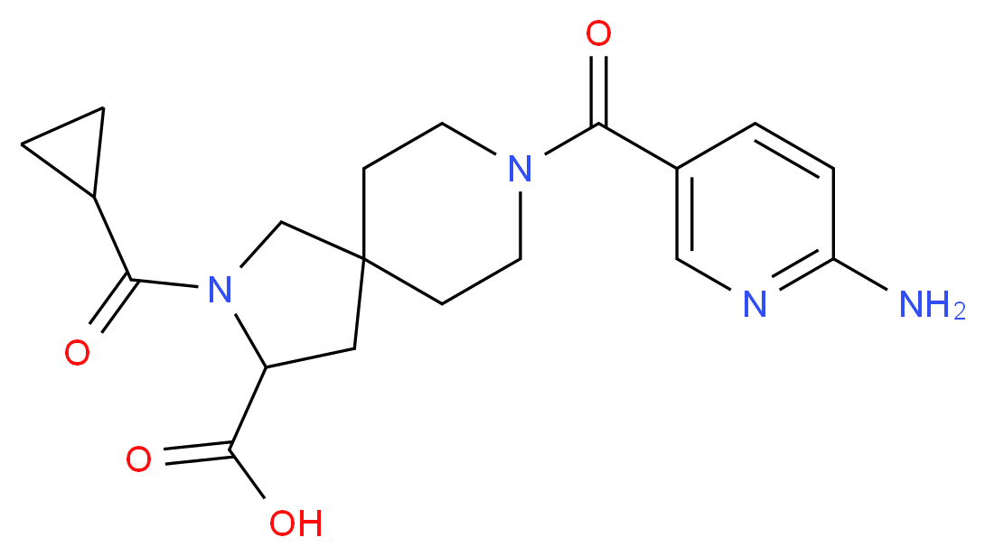 8-[(6-amino-3-pyridinyl)carbonyl]-2-(cyclopropylcarbonyl)-2,8-diazaspiro[4.5]decane-3-carboxylic acid_分子结构_CAS_)
