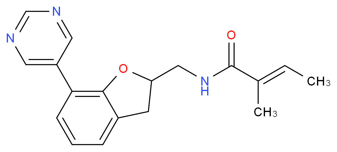 (2E)-2-methyl-N-{[7-(5-pyrimidinyl)-2,3-dihydro-1-benzofuran-2-yl]methyl}-2-butenamide_分子结构_CAS_)
