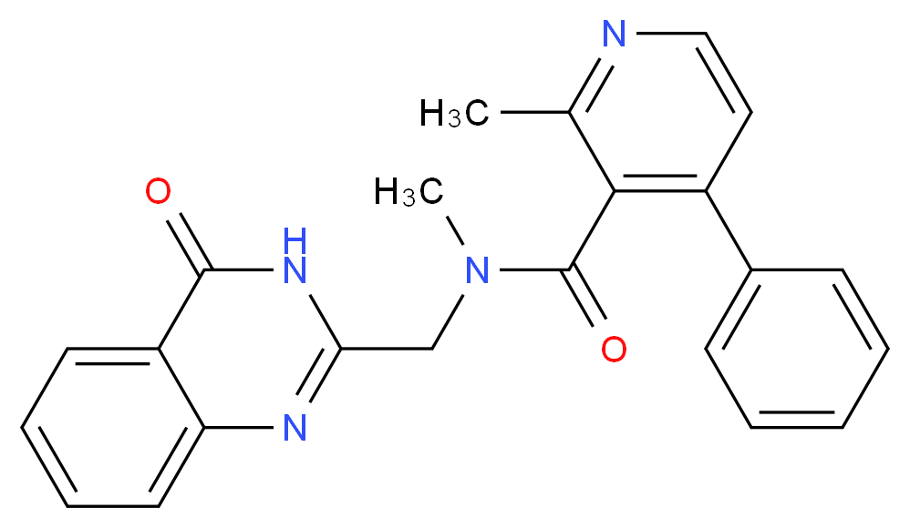 N,2-dimethyl-N-[(4-oxo-3,4-dihydro-2-quinazolinyl)methyl]-4-phenylnicotinamide_分子结构_CAS_)
