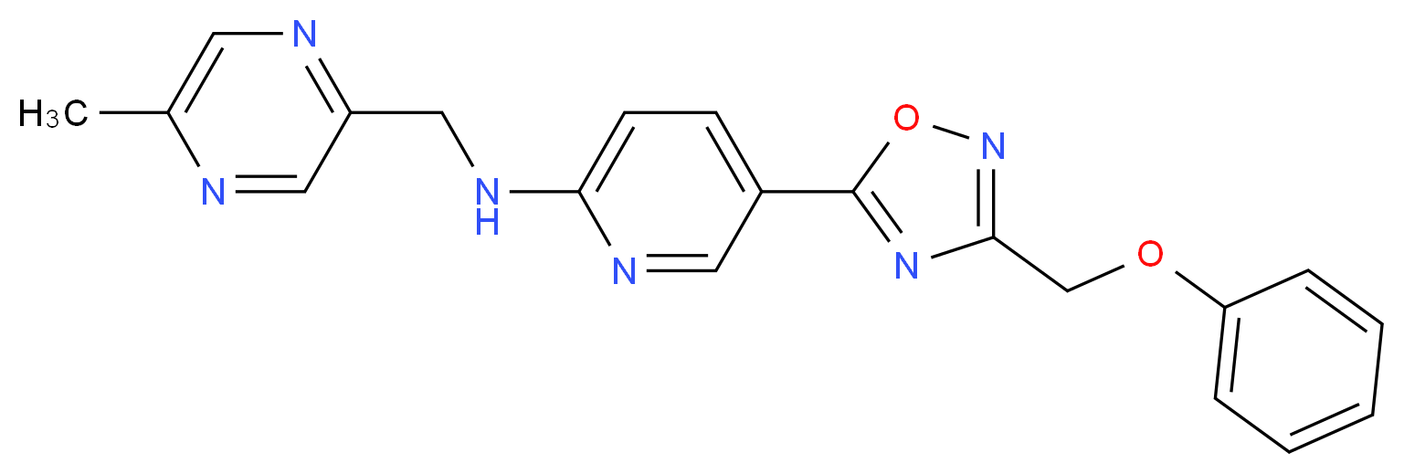 N-[(5-methyl-2-pyrazinyl)methyl]-5-[3-(phenoxymethyl)-1,2,4-oxadiazol-5-yl]-2-pyridinamine_分子结构_CAS_)