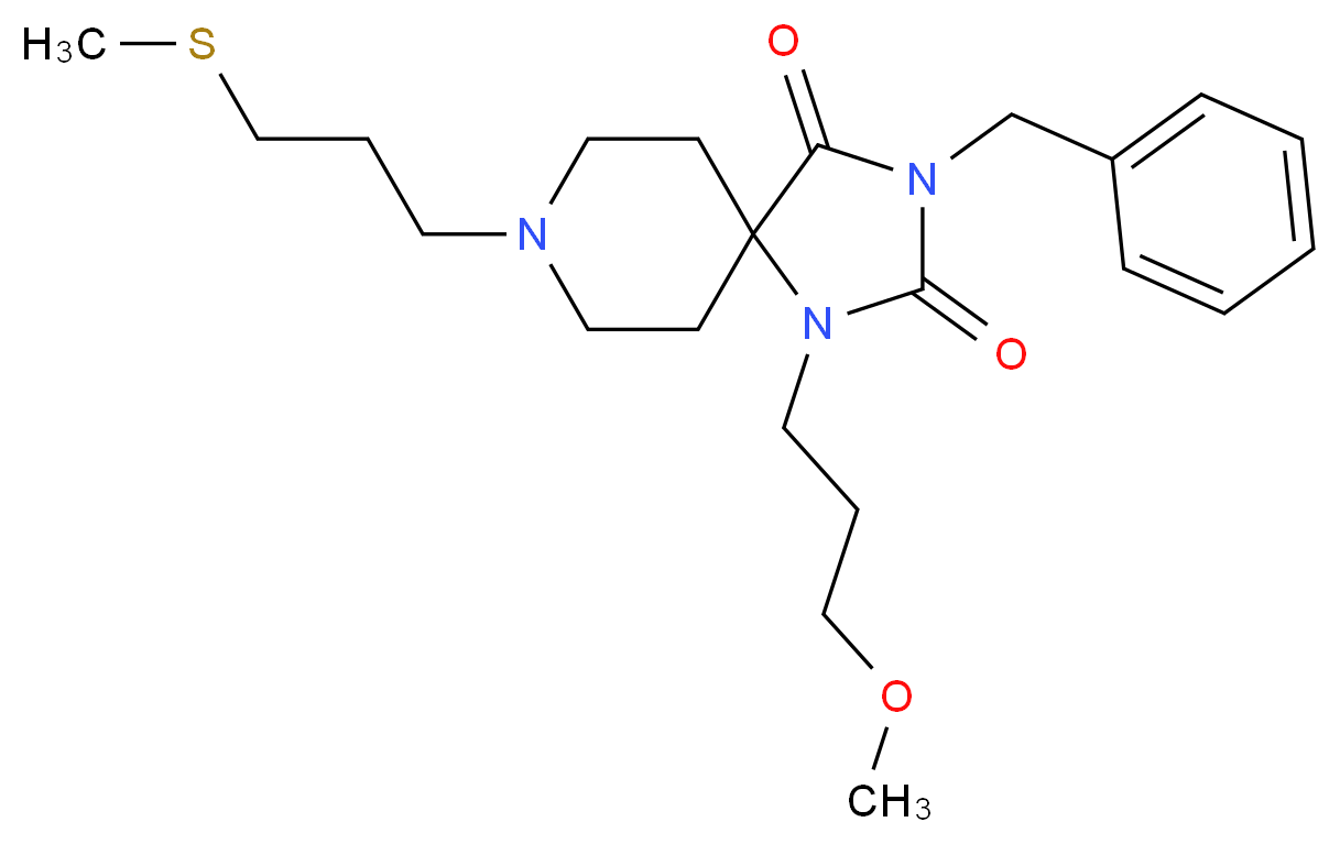 3-benzyl-1-(3-methoxypropyl)-8-[3-(methylthio)propyl]-1,3,8-triazaspiro[4.5]decane-2,4-dione_分子结构_CAS_)