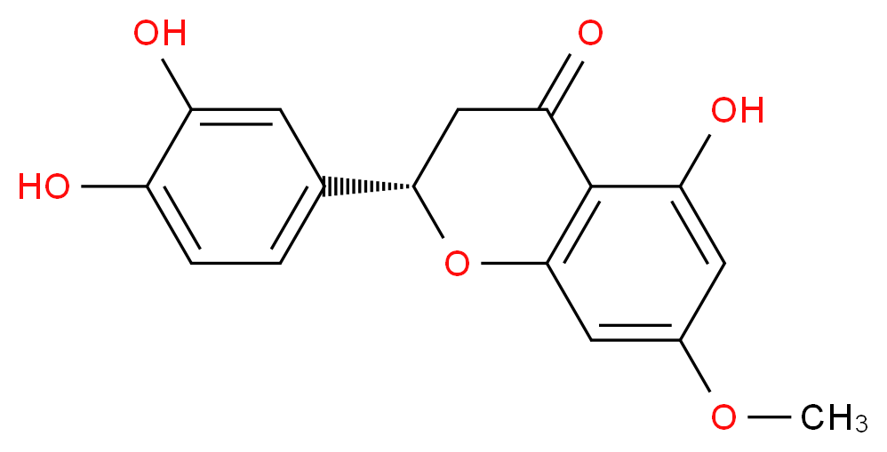 (2S)-2-(3,4-dihydroxyphenyl)-5-hydroxy-7-methoxy-3,4-dihydro-2H-1-benzopyran-4-one_分子结构_CAS_51857-11-5