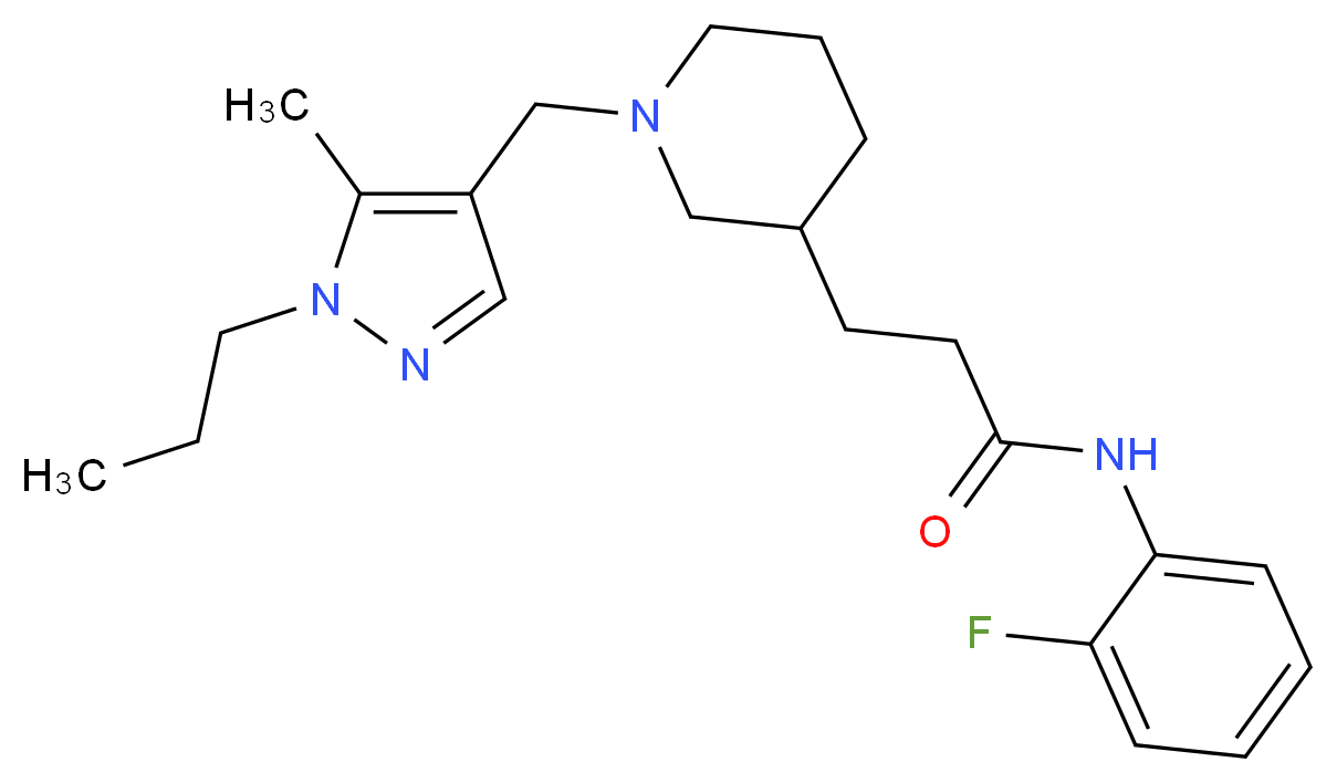 N-(2-fluorophenyl)-3-{1-[(5-methyl-1-propyl-1H-pyrazol-4-yl)methyl]-3-piperidinyl}propanamide_分子结构_CAS_)