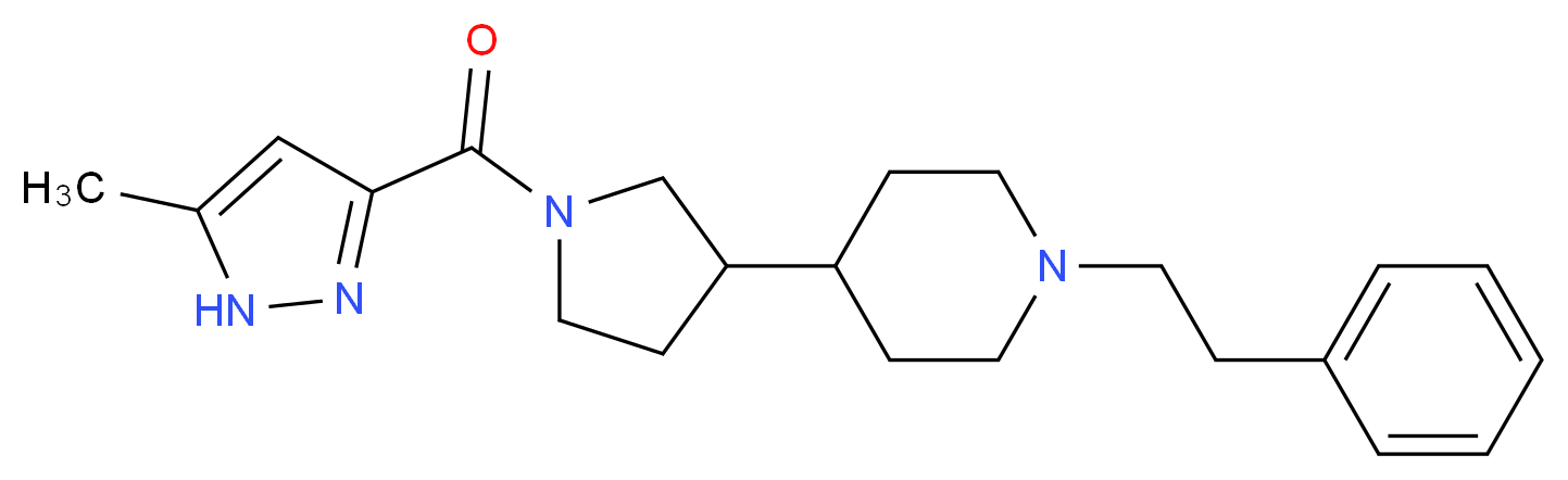 4-{1-[(5-methyl-1H-pyrazol-3-yl)carbonyl]-3-pyrrolidinyl}-1-(2-phenylethyl)piperidine_分子结构_CAS_)