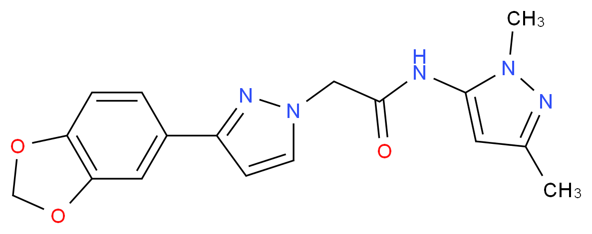 2-[3-(1,3-benzodioxol-5-yl)-1H-pyrazol-1-yl]-N-(1,3-dimethyl-1H-pyrazol-5-yl)acetamide_分子结构_CAS_)
