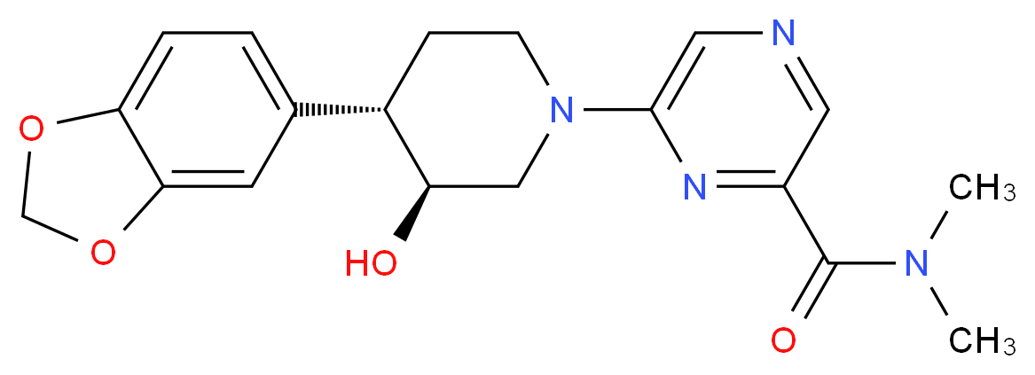 6-[(3S*,4S*)-4-(1,3-benzodioxol-5-yl)-3-hydroxypiperidin-1-yl]-N,N-dimethylpyrazine-2-carboxamide_分子结构_CAS_)