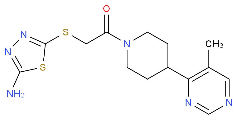 5-({2-[4-(5-methylpyrimidin-4-yl)piperidin-1-yl]-2-oxoethyl}thio)-1,3,4-thiadiazol-2-amine_分子结构_CAS_)