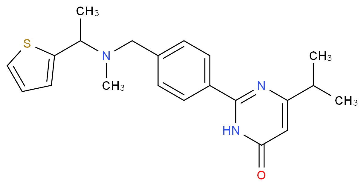 6-isopropyl-2-[4-({methyl[1-(2-thienyl)ethyl]amino}methyl)phenyl]-4(3H)-pyrimidinone_分子结构_CAS_)