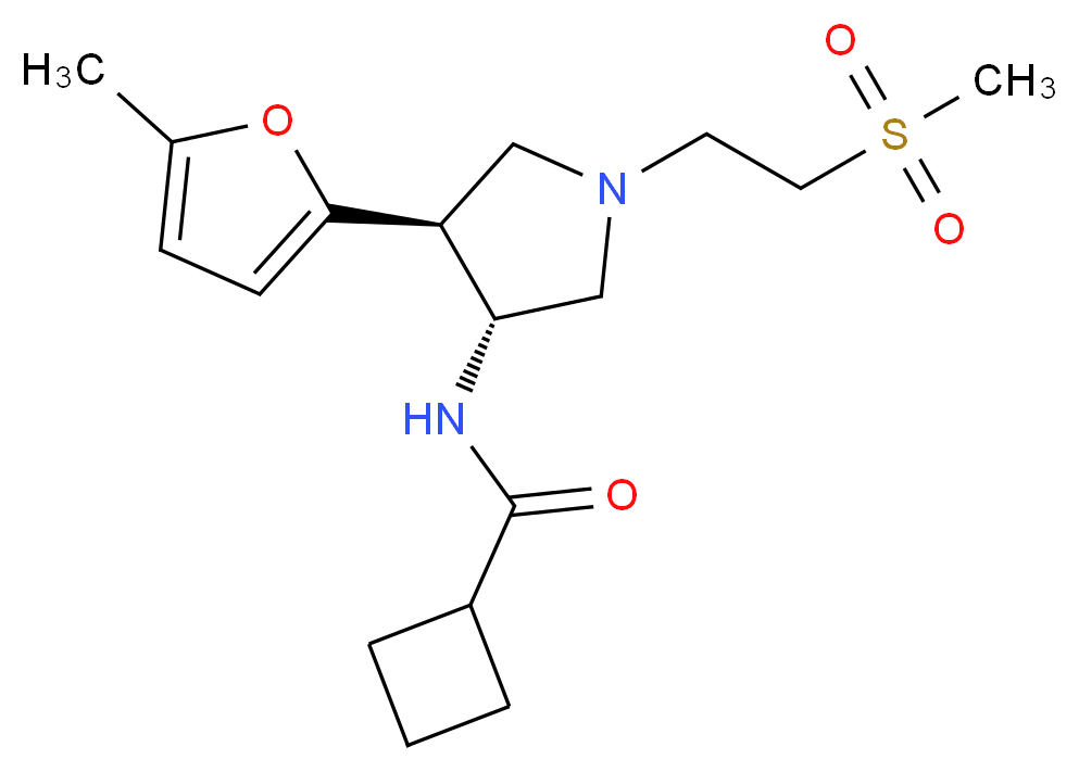 N-{(3R*,4S*)-4-(5-methyl-2-furyl)-1-[2-(methylsulfonyl)ethyl]-3-pyrrolidinyl}cyclobutanecarboxamide_分子结构_CAS_)