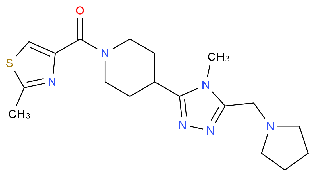 4-[4-methyl-5-(pyrrolidin-1-ylmethyl)-4H-1,2,4-triazol-3-yl]-1-[(2-methyl-1,3-thiazol-4-yl)carbonyl]piperidine_分子结构_CAS_)