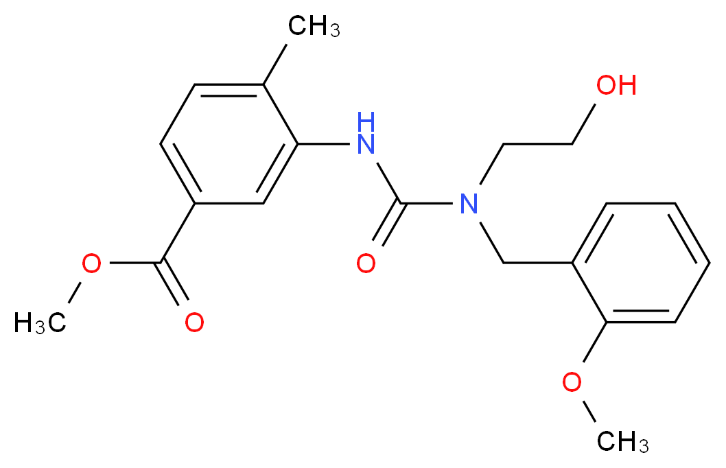methyl 3-({[(2-hydroxyethyl)(2-methoxybenzyl)amino]carbonyl}amino)-4-methylbenzoate_分子结构_CAS_)