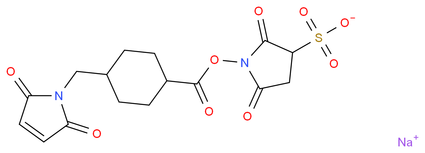 4-(N-Maleimidomethyl)cyclohexane-1-carboxylic acid 3-sulfo-N-hydroxysuccinimide ester sodium salt_分子结构_CAS_92921-24-9)