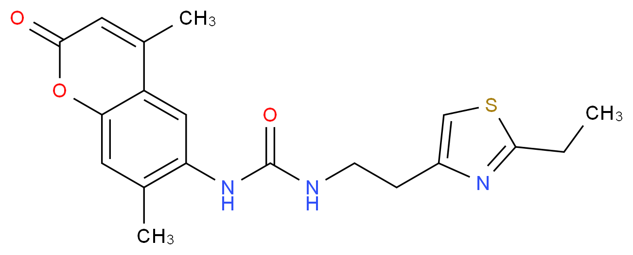 N-(4,7-dimethyl-2-oxo-2H-chromen-6-yl)-N'-[2-(2-ethyl-1,3-thiazol-4-yl)ethyl]urea_分子结构_CAS_)
