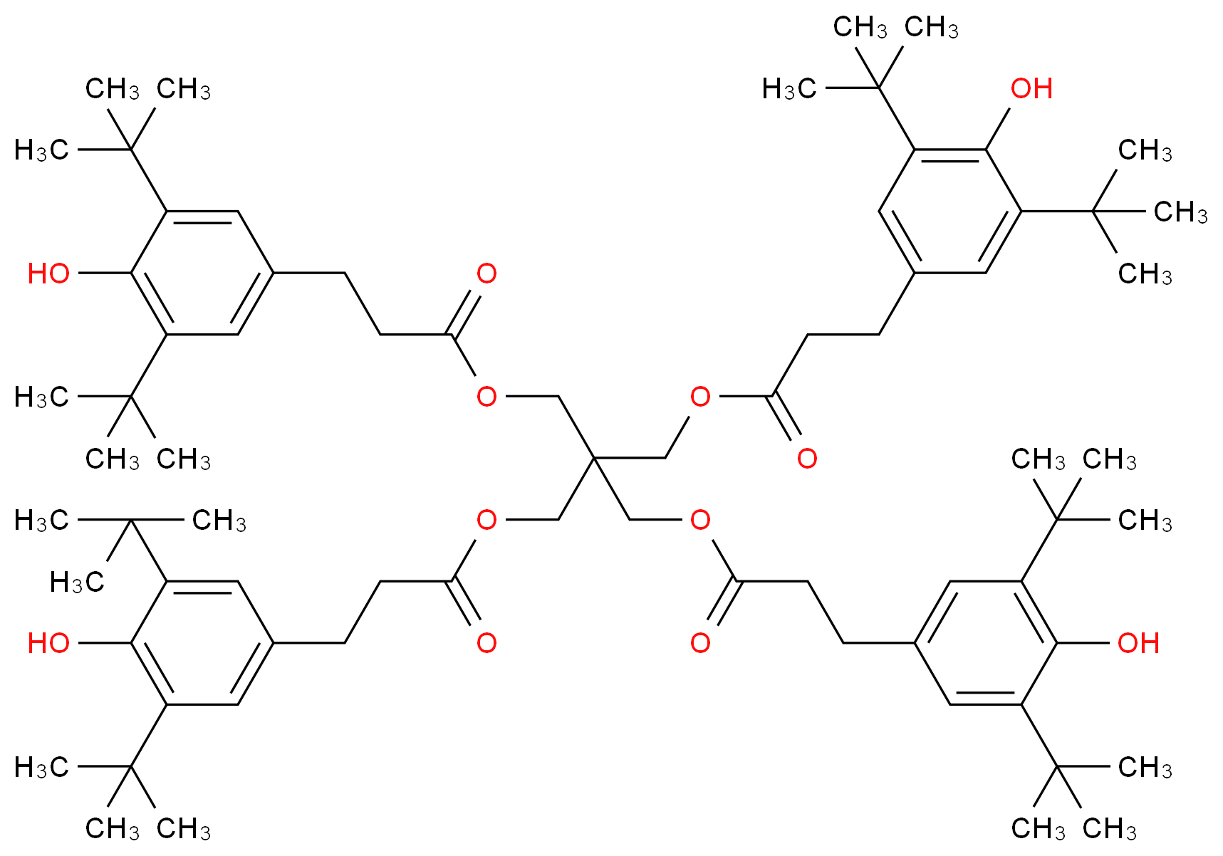 3-{[3-(3,5-di-tert-butyl-4-hydroxyphenyl)propanoyl]oxy}-2,2-bis({[3-(3,5-di-tert-butyl-4-hydroxyphenyl)propanoyl]oxy}methyl)propyl 3-(3,5-di-tert-butyl-4-hydroxyphenyl)propanoate_分子结构_CAS_6683-19-8