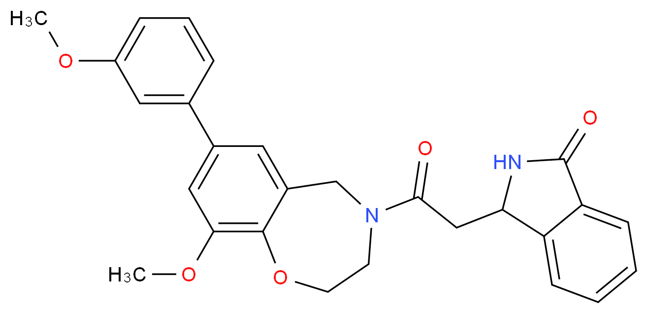 3-{2-[9-methoxy-7-(3-methoxyphenyl)-2,3-dihydro-1,4-benzoxazepin-4(5H)-yl]-2-oxoethyl}-1-isoindolinone_分子结构_CAS_)